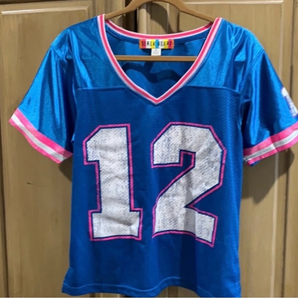 Derek Heart Blue Pink #12 Mesh Athletic NFL College Football Jersey Top Shirt M🏈